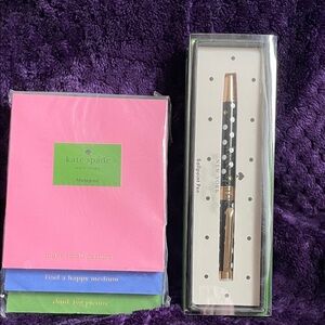Kate Spade Pink, Blue ,Green Notepad 225  Pages & Black Polka Dot Pen NWT